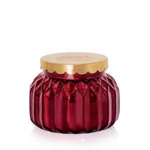 Capri Blue, Sugared Spice Twist, Royal Gem Signature Candle, 19 oz. in a faceted deep red jar with a gold lid, perfect for cozy home decor and thoughtful gifts from Knotty and Board.