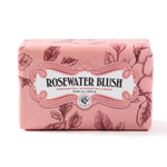 Blue Stallion Bar Soap. Rosewater Blush wrapped in pink packaging with floral design, a decorative soap perfect for gifting and home decor from Knotty and Board. 1