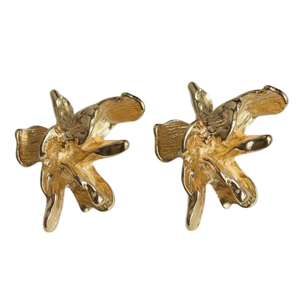 Iris Flower Stud Earrings, 0.8 in.