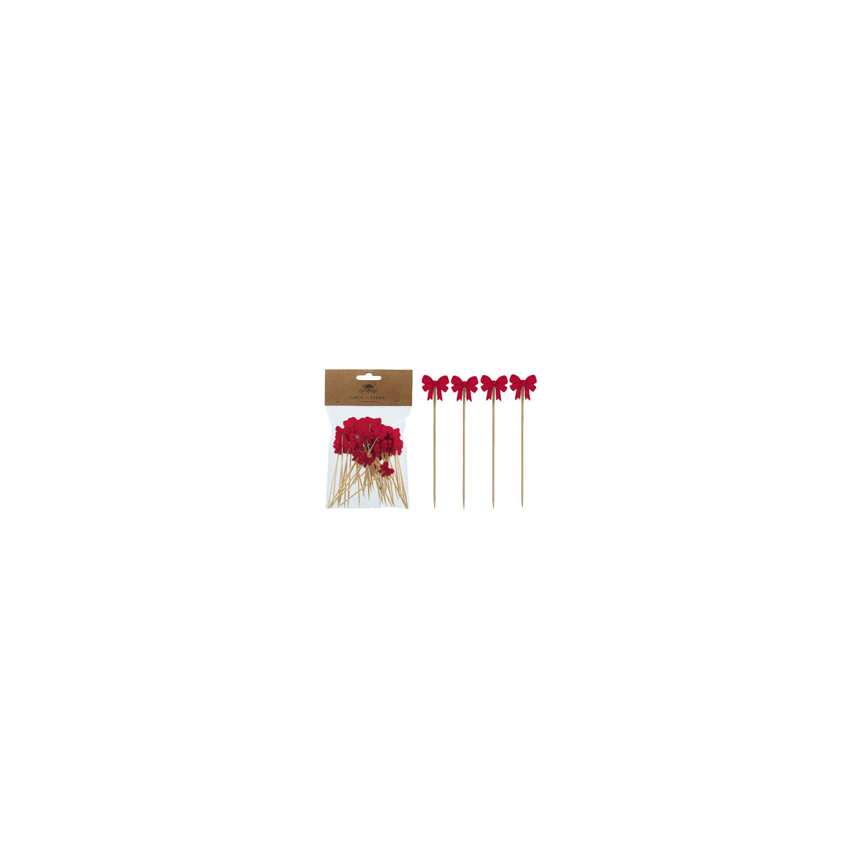 Bamboo Picks w/ Red Bow, Set of 50, 5