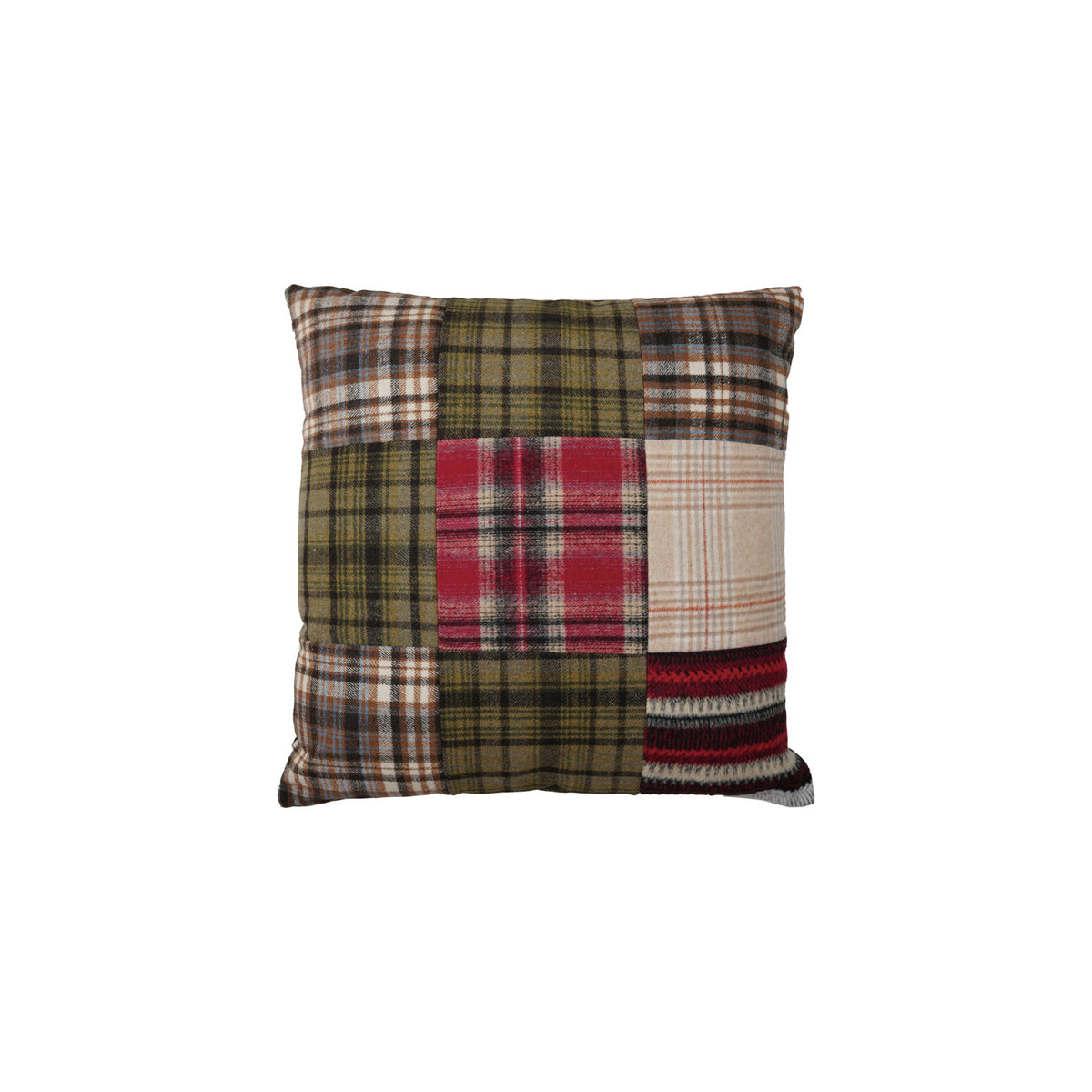 Plaid Patchwork Flannel Pillow, 20