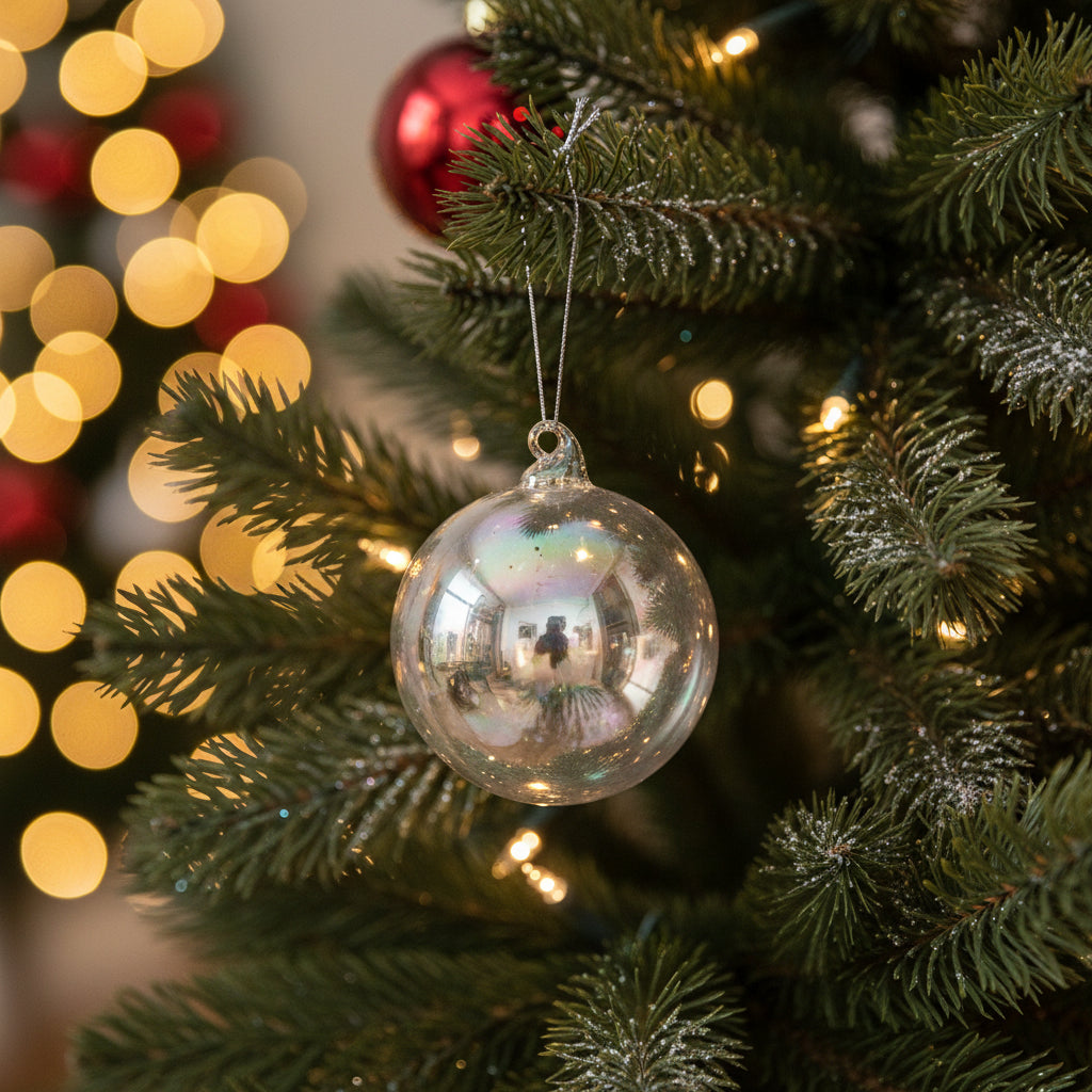 Iridescent Sheer Blown Glass Ball Ornament, 4 in.