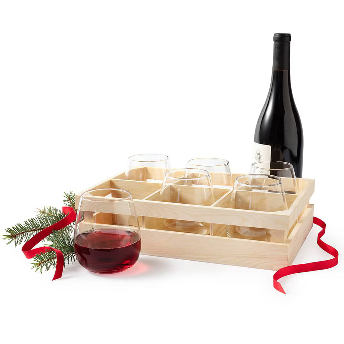 Glass Wine Tumbler In Crate, 14 oz., Set of Six