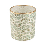 Branch Paper Pattern Glass Votive, Green, White and Gold, 3.5 in. 1