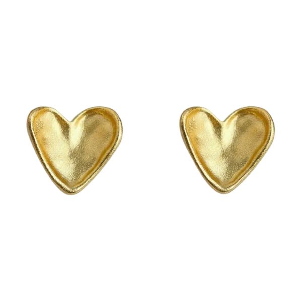 Vintage Inspired Gold-Toned Textured Heart Stud Earrings, 0.6 in.