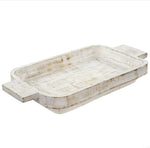 Whitewashed Dough Bowl, Large made of rustic wood with a distressed finish, ideal for kitchen or dining decor, gifts, and stylish entertaining by Knotty and Board. 1