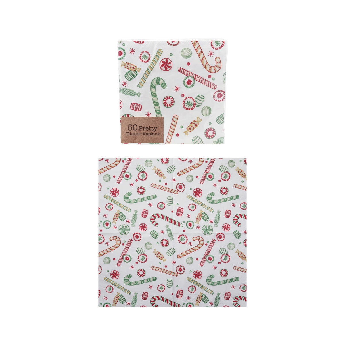 Paper Napkins with Holiday Pattern, Set of 50