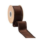 Wired 2.5 in. Velvet Ribbon, Brown, 10 yd. 1
