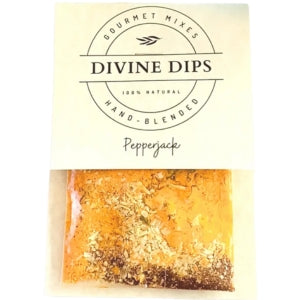 Seasoning Dip Mix, Pepperjack packet from Divine Dips featuring a natural blend of spices, perfect for kitchen use, entertaining, and gifts from Knotty and Board.