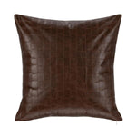 Seston Leather Pillow, Brown, 20 X 20 in. featuring a rich brown leather with a subtle checkered pattern, perfect for adding stylish decor and comfort to any room. 1