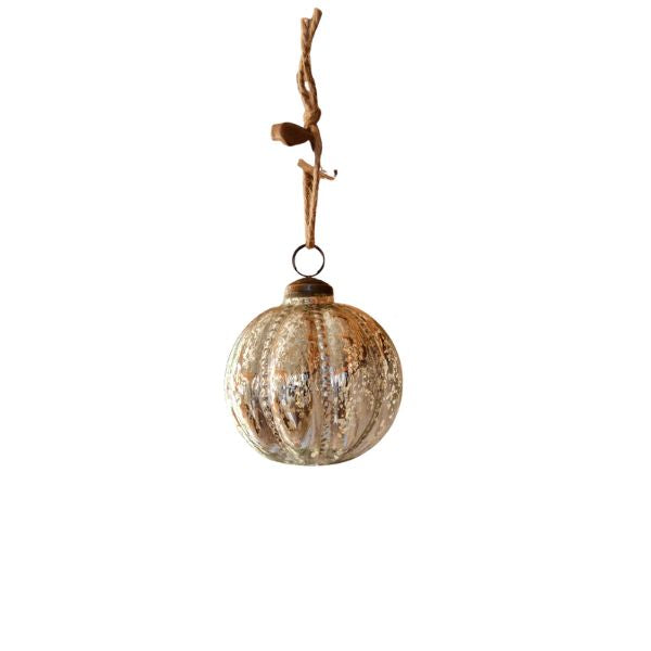 Beaded Mercury Glass Ornament, 4 in.