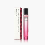 Voluspa, Eau De Parfum, 10 ml, Rosalie in a pink gradient glass bottle with black cap beside its white and red floral patterned box, perfect decor or gift from Knotty and Board. 1