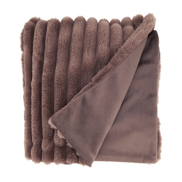 Fur Throw, Faux Rabbit, Brown, 50 X 60 in.