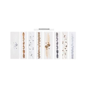 Set of 8 Brilliant Metallic Bracelet Tattoos featuring elegant gold, bronze, and silver designs ideal for adding a stylish touch to gifts or decor from Knotty and Board.