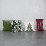 Square Embroidered Pillow with Trees & French Knots, 20