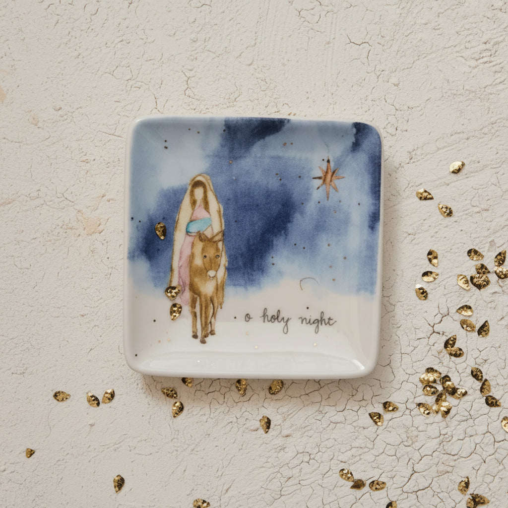 Holiday Dish w/ Gold Electroplating, O Holy Night, 3