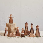 Wood Finish Resin Nativity, Boxed Set of 22, 1.5 - 5