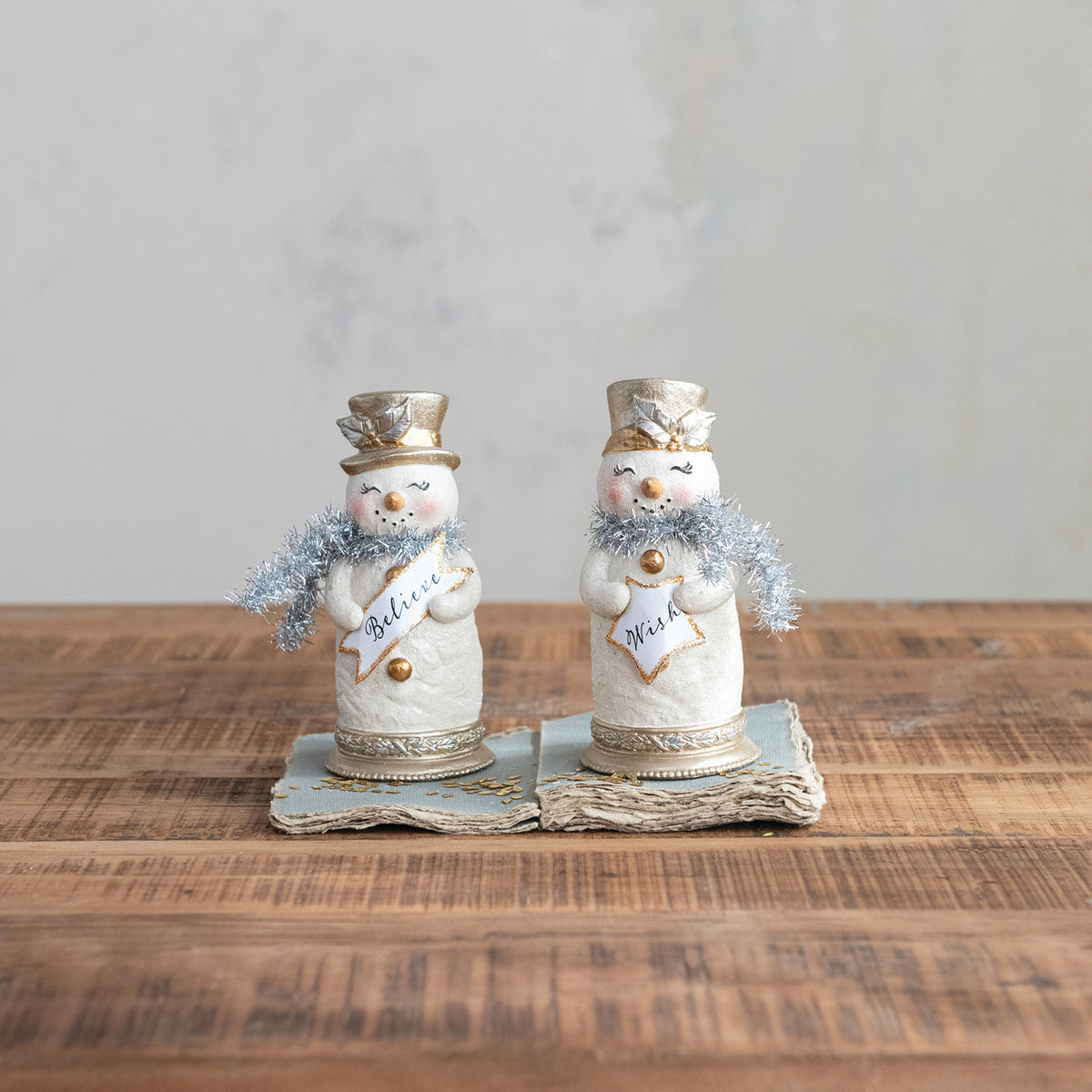 Glitter Snowman with Tinsel Scarf & Sign, Assorted, 5.5 in.