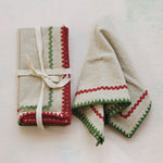 Woven Cotton Napkins with Stitched Edge & Ric Rac Trim, Set of 4 2
