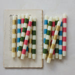 Taper Candles with Stripes, Green, Set of 2, 10 in. 2