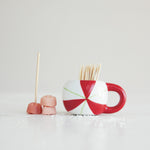Mug-Shaped Ceramic Toothpick Holder, 1.5-Inch Candy Stripe 2