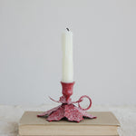 Metal Poinsettia Shaped Taper Holder, 5 X 3