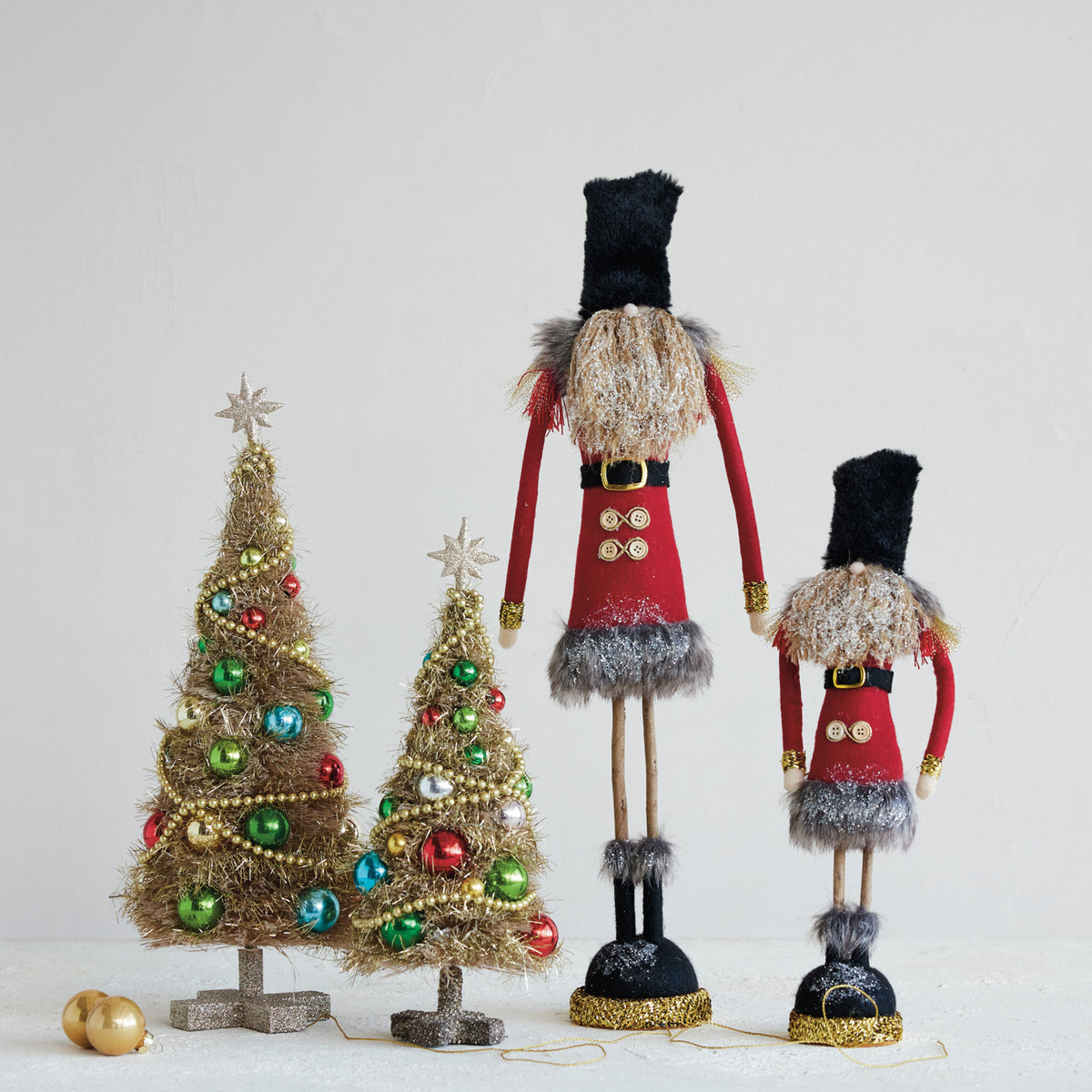 Fabric Soldier w/ Glitter, Faux Fur, & Twig Legs, 22