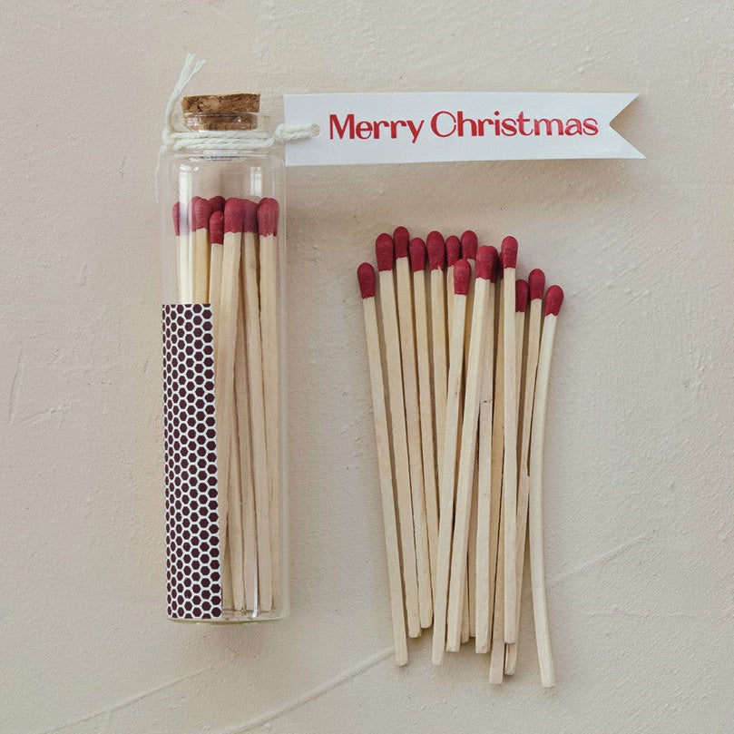 Holiday Glass Bottle Match Holder w/ 25 Matches, 5