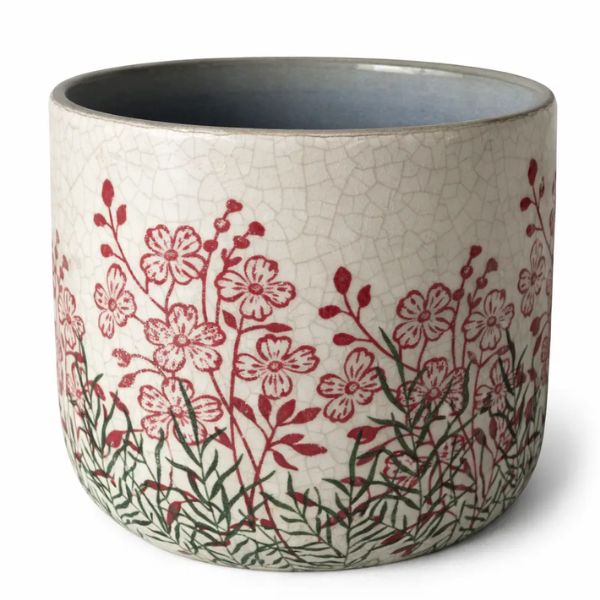 Crackle Glaze Pot Cover, Green & Fuchsia, 4 in.