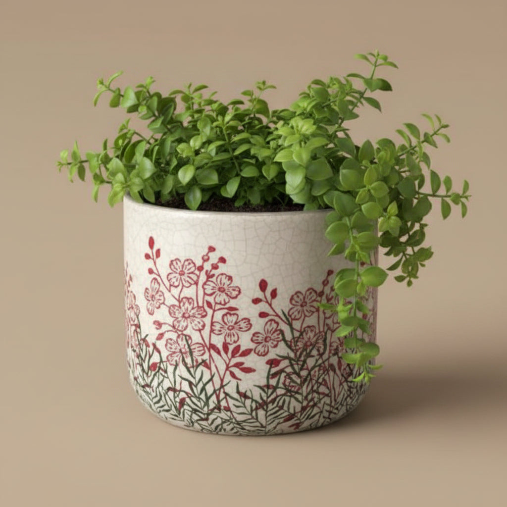 Crackle Glaze Pot Cover, Green & Fuchsia, 4 in.