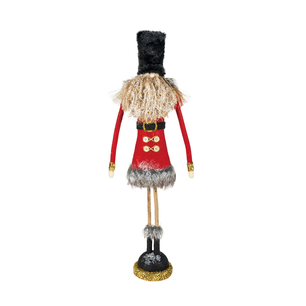 Fabric Soldier w/ Glitter, Faux Fur, & Twig Legs, 22