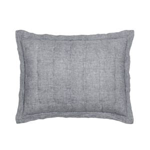 Lush Linen Puff Sham, Black, Standard Bedding with textured puff design in soft linen fabric, perfect for adding cozy decor and style to any bedroom setting.