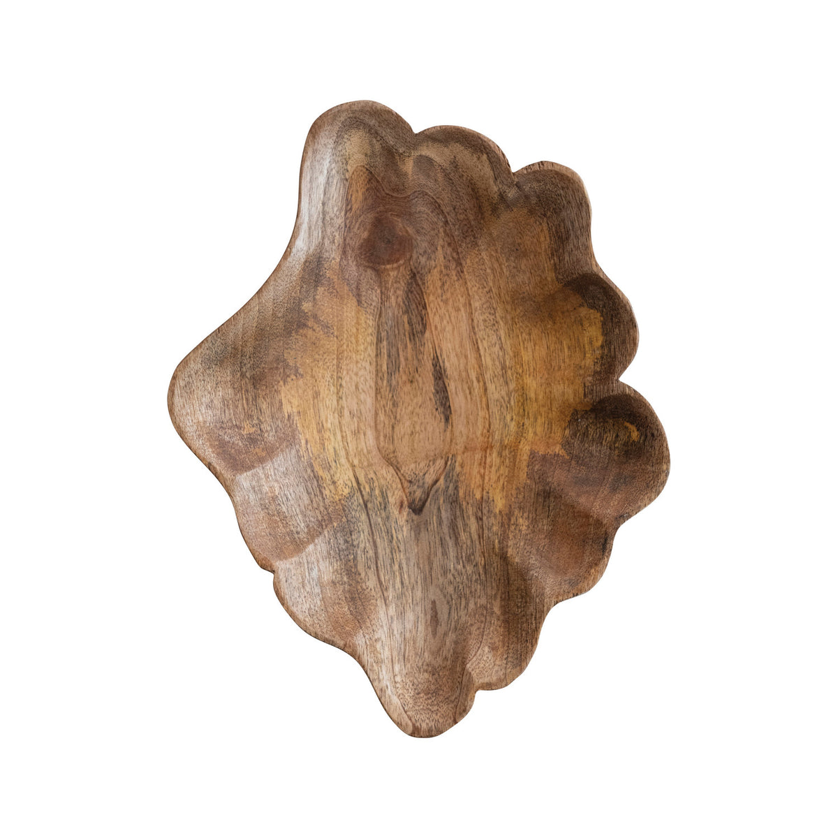 Carved Mango Wood Scalloped Bowl, 12