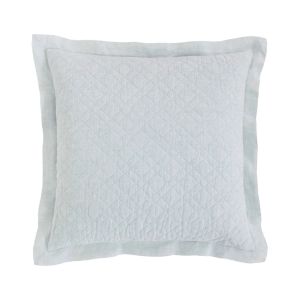 Square Washed Linen Quilted Sham, Sky, Euro Black Bedding with subtle quilted pattern and soft texture, ideal for adding elegant decor to any bedroom setting from Knotty and Board. Every Room Needs A Little Knotty and Board.