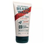Duke Cannon Beard Wash, 6 oz., Big Bourbon in a white tube with red and black accents featuring Buffalo Trace branding, perfect for grooming gifts and decor at Knotty and Board. 1