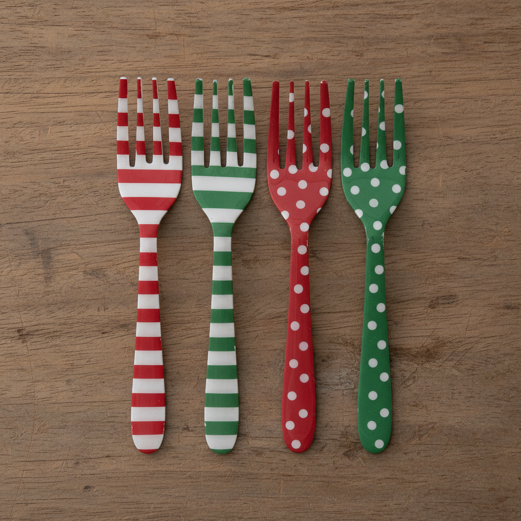 Stainless Steel Fork with Dots/Stripes, Assorted