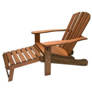 Eucalyptus Adirondack Chair with Built-In Ottoman, Set of Two