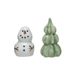 Snowman & Tree Salt & Pepper Shakers, Set of 2 1