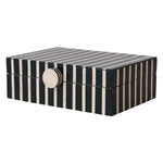 Mango Wood & Resin Striped Box, Black & Tan, 9 X 6 X 3 in. 1