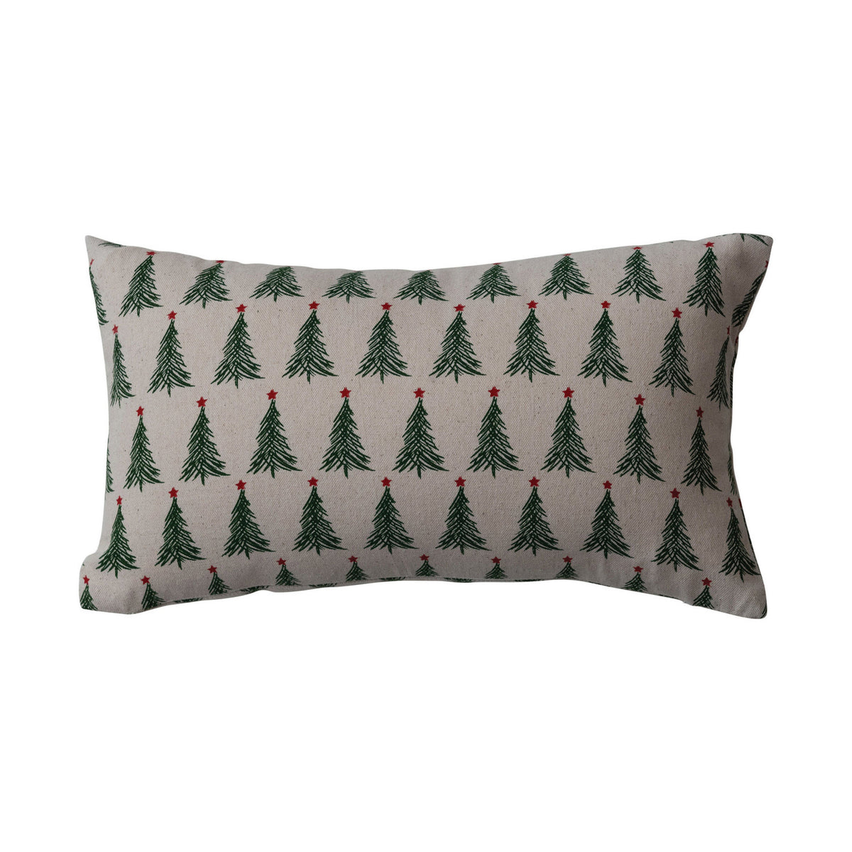 Stonewashed Printed Lumbar Pillow with Tree Pattern, 16 X 9