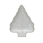 Stoneware Tree Shaped Plate, White, 9 X 7