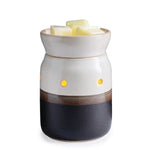 Illumination Fragrance Warmer, Midsize, Ivory & Iron, 5 in. with a modern two-tone ceramic design warming wax melts, perfect for home decor and gifts, from Knotty and Board. 1
