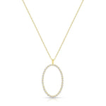 Oval Pendant Necklace, CZ, Gold, 24 in. 1