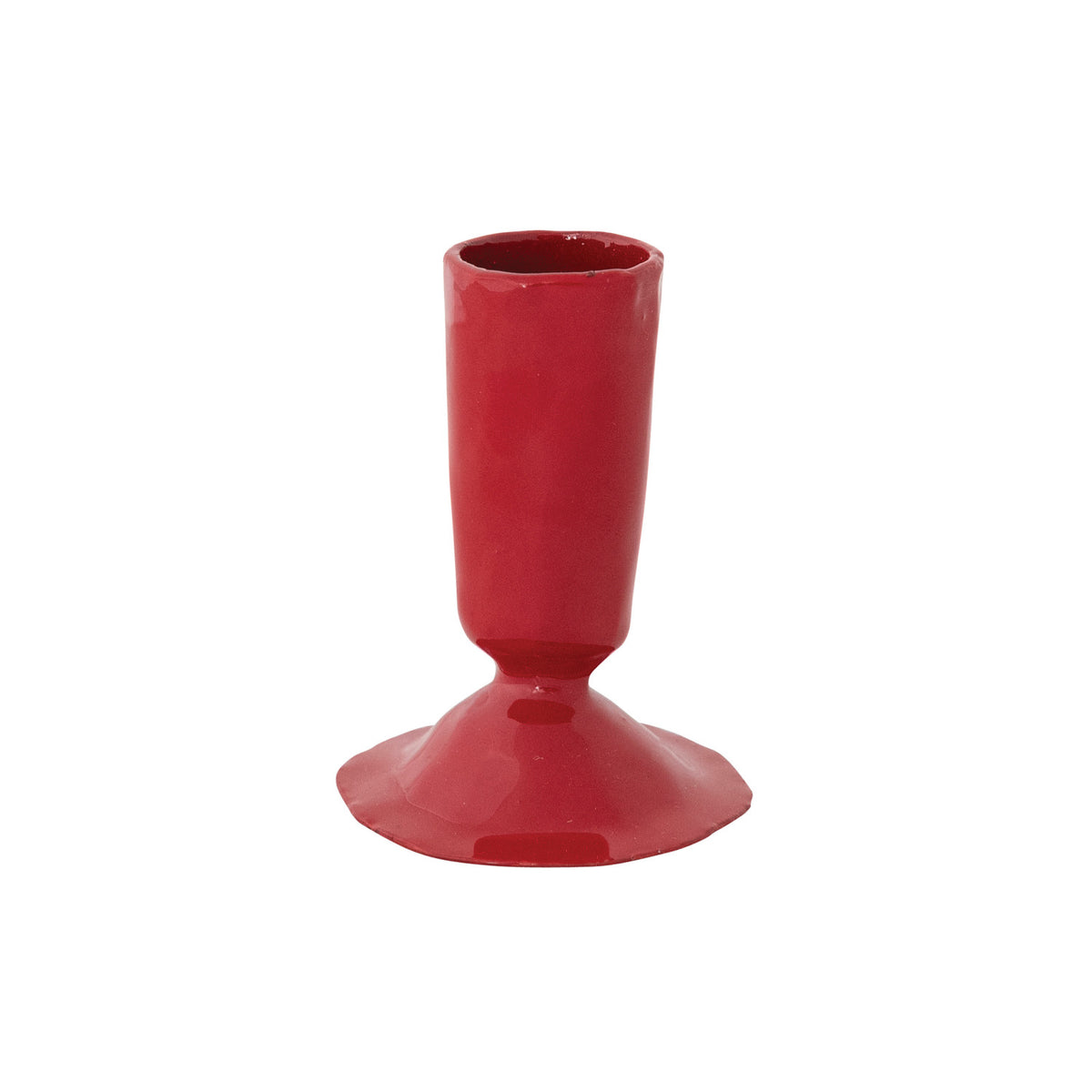 Hand-Forged Enameled Cast Iron Taper Holder, Red, 3