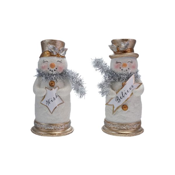 Glitter Snowman with Tinsel Scarf & Sign, Assorted, 5.5 in.
