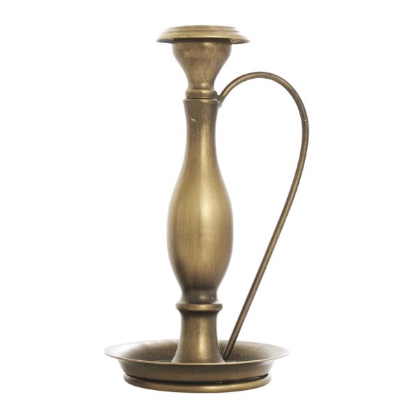 Traditional Bronze Metal Candle Holder, Large, 9 in. with curved handle and classic design, perfect for elegant home decor or thoughtful gifts, featured by Knotty and Board.