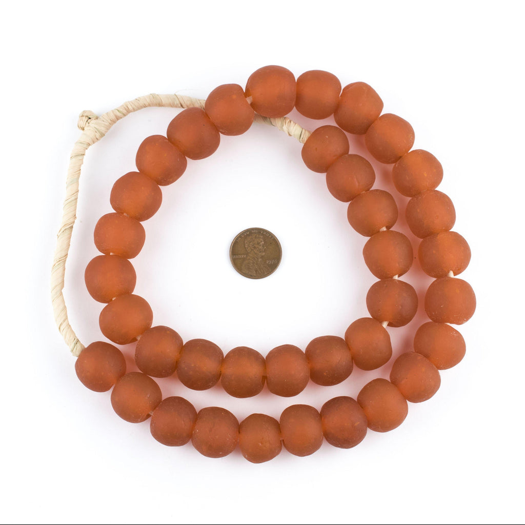 Recycled Glass Beads 18 mm Assorted Colors in warm amber tones, strung on natural fiber, ideal for jewelry making, decor, or gifts from Knotty and Board.