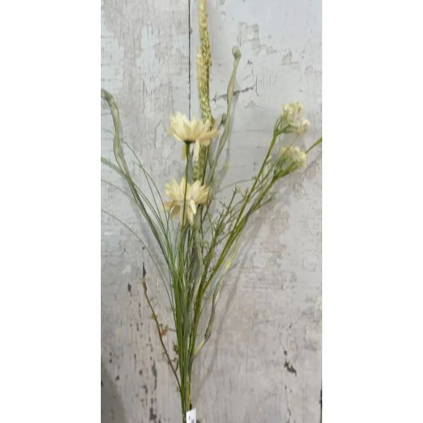 Wildflower Spray, Cream, 20 in. featuring delicate cream-colored artificial wildflowers with green stems, perfect for adding natural decor to any room from Knotty and Board.