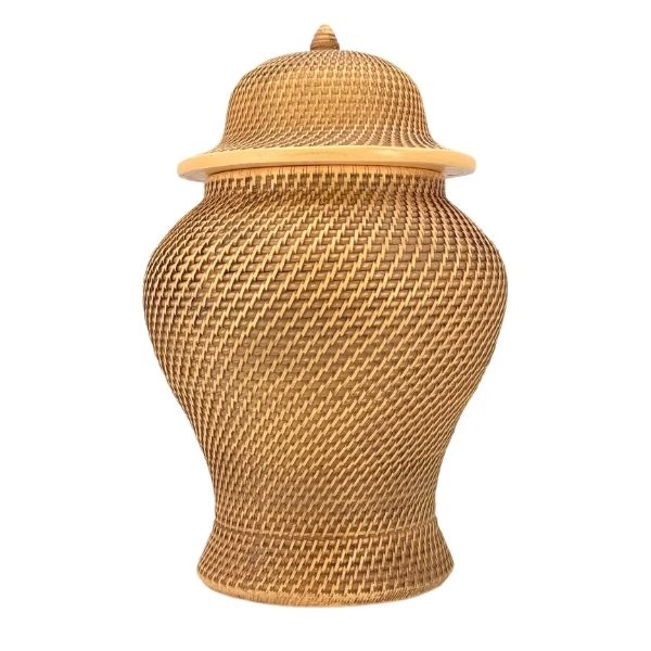 Wicker Polyresin Ginger Jar, 12 in.