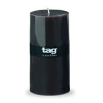 Unscented 3X6 Pillar Paraffin Wax Candle, Black with smooth surface and minimalist design, perfect for home decor, gifts, kitchen, and dining spaces by Knotty and Board. 1